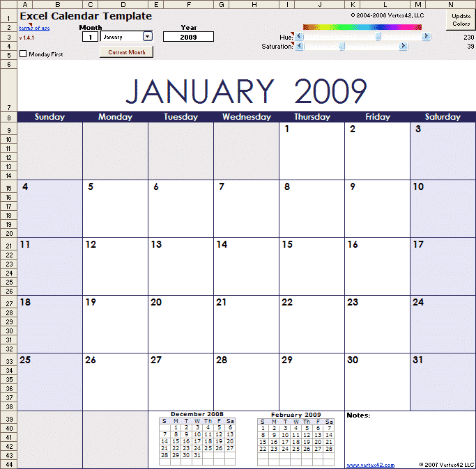Printable planning calendar 2018